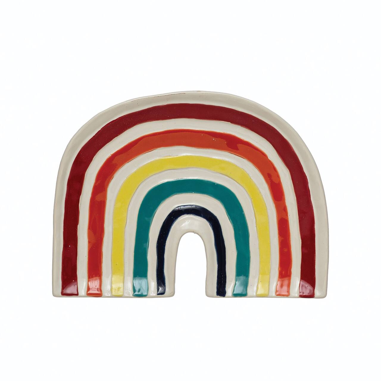Hello Honey® 9.5" Hand-Painted Debossed Stoneware Rainbow Plate